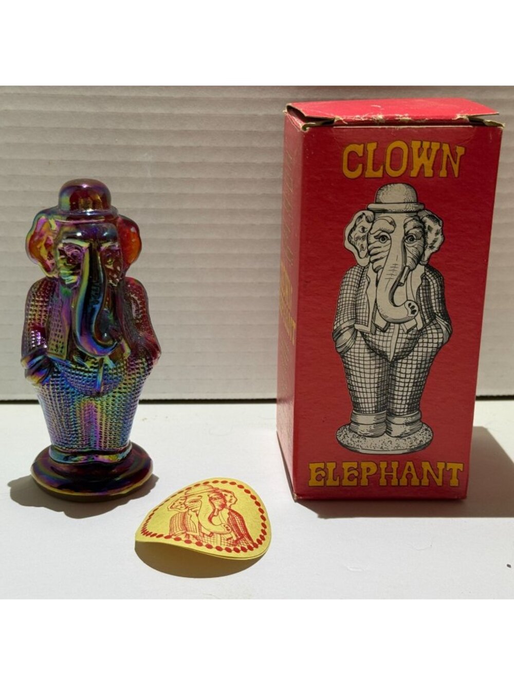 Vintage Summit Art Russ Vogelsong Slag Glass Clown Elephant- Jimmy